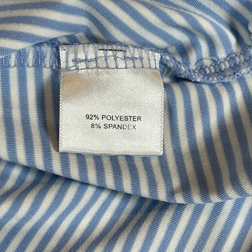 Peter Millar Men's Light Blue Striped Summer Comfort Golf Polo Shirt L *FLAW* - Picture 7 of 9